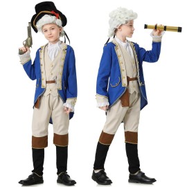 aicoaub Founding Father Costume Boys Colonial Patriot Revolutionary War Costume Kids Boys