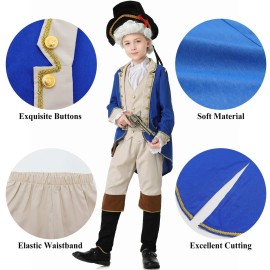 aicoaub Founding Father Costume Boys Colonial Patriot Revolutionary War Costume Kids Boys