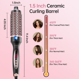 Betahouse Thermal Brush Curling Iron Brush, 1.5 Inch lonic Heated Round Brushes Hair Styling for Blowout Look, 5 Heat Temps for Volumizer Hair Curler, Dual Voltage Betahouse Thermal Brush Curling Iron Brush, 1.5 Inch lonic Heated Round Brushes Hair Styling for Blowout Look, 5 Heat Temps for Volumizer Hair Curler, Dual Voltage