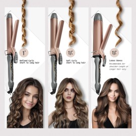 Thirtek 1 1/2 Inch Large Curling Iron with 1.5 Inch Ceramic Tourmaline Barrel, 15 Temps (180F-450F) for Fast, Long-Lasting, Smooth Salon Finish, 60-min Auto Shut-Off, Dual Voltage Hair Curler