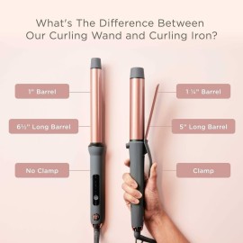 Hairitage Curl Envy Hair Curling Iron 1 1/4 Inch - Ceramic Tourmaline Curling Iron 1.25\' Barrel - Silky Smooth + Bouncy Curls - 4 Digital Heat Settings up to 450 Degrees - Auto Shut-Off