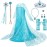 Spooktacular Creations Ice Princess Dress for Girls, Light Blue Snow Princess Costume, Sequin Dress with Tailing Cape for Kids Toddler Halloween, Birthday, Cosplay Party (Small, 5-7 yrs)