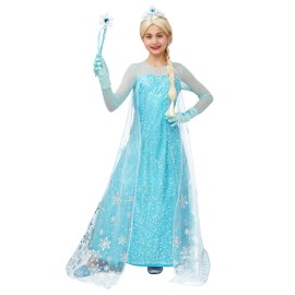 Spooktacular Creations Ice Princess Dress for Girls, Light Blue Snow Princess Costume, Sequin Dress with Tailing Cape for Kids Toddler Halloween, Birthday, Cosplay Party (3T, 3-4 yrs)