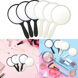 Jetec 50 Pcs Handheld Mirror with Handle, 3.94 L x 2.17 W, Small Portable Round Mirror Bulk for Kids Travel Makeup Classroom Camping Daily DIY Crafts (Black, White)