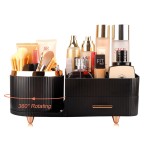 Molutsody Makeup Organizer for Vanity, Cosmetic Display Case with Drawers, Fits Makeup, Skincare Products, Brushes, Lipsticks, and Other Accessories, Versatile Storage Solution (Black)