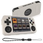 Compatible with RG35XX H Retro Handheld Game Console, Soft Silicone Protective Case for RG35XX H with Lanyard - White