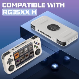 Compatible with RG35XX H Retro Handheld Game Console, Soft Silicone Protective Case for RG35XX H with Lanyard - White
