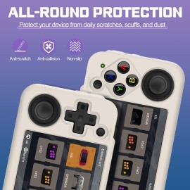 Compatible with RG35XX H Retro Handheld Game Console, Soft Silicone Protective Case for RG35XX H with Lanyard - White