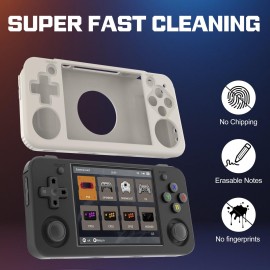 Compatible with RG35XX H Retro Handheld Game Console, Soft Silicone Protective Case for RG35XX H with Lanyard - White