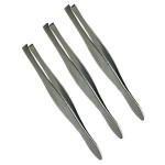 3 Vintage Style Square Tip Ribbed Professional Tweezers for Eyebrows Premium Precision for Facial Hair Splinter Ingrown Hair Removal Straight Tip Women men Made in Korea