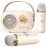 Karaoke Machine,Karaoke Machine for Adults,Mini Retro Portable Bluetooth Karaoke Speaker with 2 Wireless Microphone for Teaching Classroom Girls Kids Gifts Toys Family Outdoor Parties-Beige