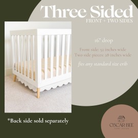 White Scalloped Crib Skirt (Front/Two Sides) - Adjustable Crib Skirt - Linen Crib Skirt Girl Crib Bedding - White Crib Skirt Neutral - Crib Dust Ruffle Bed Skirt Crib Skirt Boy - Baby Crib Bed Skirt