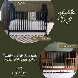 White Scalloped Crib Skirt (Front/Two Sides) - Adjustable Crib Skirt - Linen Crib Skirt Girl Crib Bedding - White Crib Skirt Neutral - Crib Dust Ruffle Bed Skirt Crib Skirt Boy - Baby Crib Bed Skirt