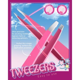 TsMADDTs 6 PCS Eyebrow Tweezers Set, Tweezers for Women Facial Hair with Curved Scissor and Eyebrow Brush for Ingrown Hair