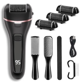 Electric Callus Remover for Feet with 3 Roller Heads 2 Speed Rechargeable Waterproof Foot File Perfect for Dead Hard Cracked Dry Skin