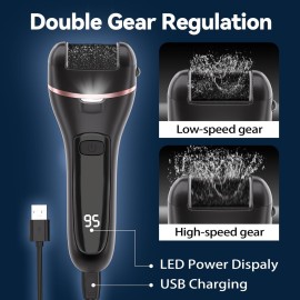 Electric Callus Remover for Feet with 3 Roller Heads 2 Speed Rechargeable Waterproof Foot File Perfect for Dead Hard Cracked Dry Skin