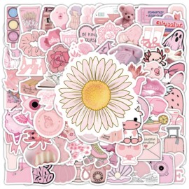 Pink Stickers 200Pcs, Girls Pink Aesthetic Stickers Waterproof Pink Decals Kawaii Pink Stickers Water Bottle Laptop Phone Skateboard Stickers for Kids Girls Teens