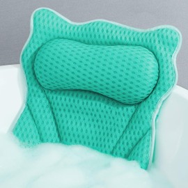 MTDLYICE Bath Pillow, Bath Pillows for Tub Neck and Back Support, Soft 4D Air Mesh Bathtub Pillow 16.5 x 17.3 INCH, with 6 Powerful Suction Cups, Bath Accessories Relaxing Gifts for Women (Lake Blue)
