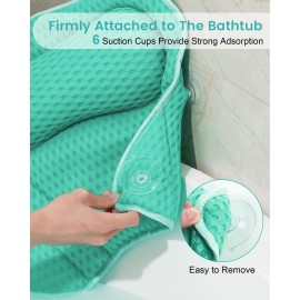 MTDLYICE Bath Pillow, Bath Pillows for Tub Neck and Back Support, Soft 4D Air Mesh Bathtub Pillow 16.5 x 17.3 INCH, with 6 Powerful Suction Cups, Bath Accessories Relaxing Gifts for Women (Lake Blue)