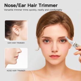 XOOMRSCP Nose Hair Trimmer for Women Men, 2025 Painless USB Rechargeable Nose Hair Clippers, Ear Trimmer for Women Men, Professional IPX7 Waterproof Dual Edge Blades (White)