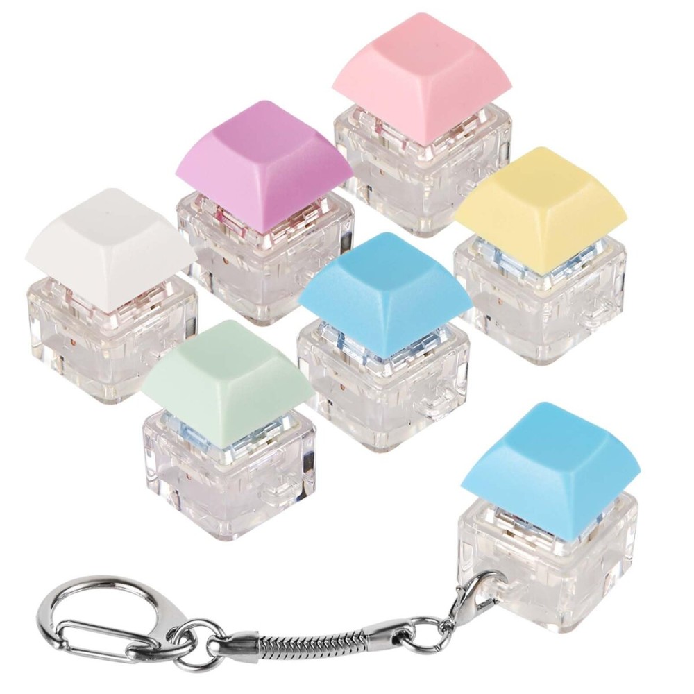 6pcs Keyboard Fidget Toy, Clicky & Silent Fidget Keyboard Keychain Multicolored Mechanical Keyboard Fidget Funny Button Fidget Toy Keyboard Fidget Clicker for Decompression Decoration