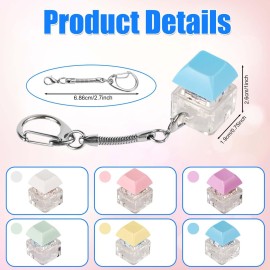 6pcs Keyboard Fidget Toy, Clicky & Silent Fidget Keyboard Keychain Multicolored Mechanical Keyboard Fidget Funny Button Fidget Toy Keyboard Fidget Clicker for Decompression Decoration