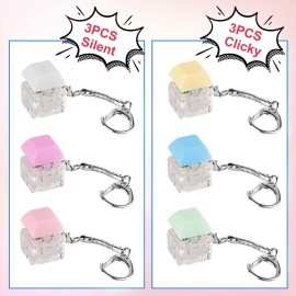 6pcs Keyboard Fidget Toy, Clicky & Silent Fidget Keyboard Keychain Multicolored Mechanical Keyboard Fidget Funny Button Fidget Toy Keyboard Fidget Clicker for Decompression Decoration