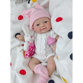 MYREBABY 7 Inch Miniature Silicone Full Body Reborn Baby Doll Micro Realistic Newborn Doll Lifelike Eyes Open Baby Girl Looks Like Real Babies Anti Stress Dolls