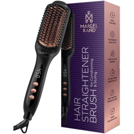 Professional Dual Voltage Hair Straightener Brush, Hair Straightening Brush w/Ions for Healthy, Anti Frizz, Flat Iron Comb w/ 16 Temps, Fast Heating, Styling Hot Dryer for Women