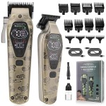 Karrte Professional Hair Clippers for Men Beard Trimmer Clippers Set Cordless Hair Cutting Grooming Haircut Kit with T-Blade Barber Starter Kit Rechargeable Adjustable LED Display