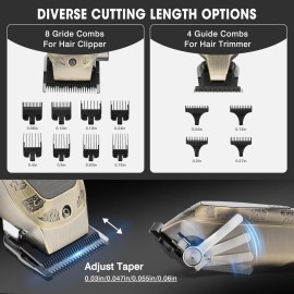 Karrte Professional Hair Clippers for Men Beard Trimmer Clippers Set Cordless Hair Cutting Grooming Haircut Kit with T-Blade Barber Starter Kit Rechargeable Adjustable LED Display