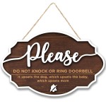 Woodamore Do Not Ring Doorbell Sign Baby Sleeping - Please Do Not Knock or Ring Doorbell Sign, No Soliciting Baby Sleeping Sign for Front Door, Shh Dont Ring Doorbell Sign, Do Not Knock Sign Hanger