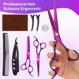 Hair Cutting Scissors Kit, Professional Barber Shears Set with Hair Scissors Thinning Shears, Tijeras para Cortar Cabello Haircutting Sheers Hair Cut Blending Salon Scissor for Men Women Pet