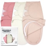 Bublo Baby Organic Swaddles for Newborns - Zipper Swaddles 0-3 Months, 3-Pack - Infant Sleep Sack with Zipper - Adjustable & Breathable Swaddle Blanket Wrap for Newborn Girls (Dusty Pink)