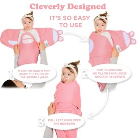 Bublo Baby Organic Swaddles for Newborns - Zipper Swaddles 0-3 Months, 3-Pack - Infant Sleep Sack with Zipper - Adjustable & Breathable Swaddle Blanket Wrap for Newborn Girls (Dusty Pink)