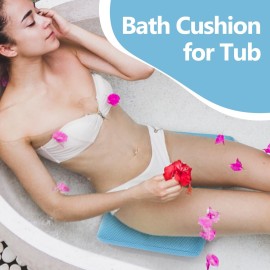 MABOZOO Bath Cushion for Tub with Powerful 4 Non-Slip Suction Cups,Quick Dry Mesh Bathtub Mat,Spa Pillow Bath Accessories for Adults Indoor Outdoor (Blue)