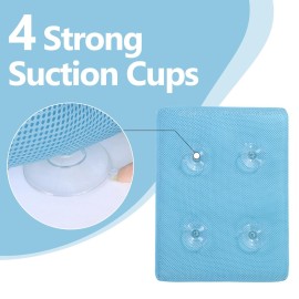 MABOZOO Bath Cushion for Tub with Powerful 4 Non-Slip Suction Cups,Quick Dry Mesh Bathtub Mat,Spa Pillow Bath Accessories for Adults Indoor Outdoor (Blue)