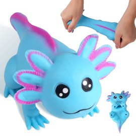 Axolotl Stress Balls for Adults and Kids (Blue), Squishy Toys, Cute Stress Relief Sensory Fidget Toys, Sand Filled Stretch Animal Squeeze Toys for Boys and Girls