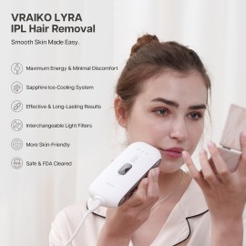 VRAIKO LYRA IPL Hair Removal Device, Laser Hair Removal for Women and Men, Sapphire Ice-Cooling Contact with Interchangeable Attachment Filters, More Skin-Friendly Long-Lasting & Painless Results VRAIKO LYRA IPL Hair Removal Device, Laser Hair Removal for Women and Men, Sapphire Ice-Cooling Contact with Interchangeable Attachment Filters, More Skin-Friendly Long-Lasting & Painless Results