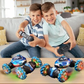 NEUBSAW Remote Control Stunt Car, Gifts Toys for Boys 4-12 Year Old, Gesture Sensing RC Cars 2.4GHz 4WD Drift Hand Controlled Twist Cars, Off-Road 360 Rotating Transform Cars with Lights & Music
