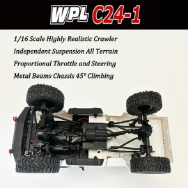 WPL C24-1 RC Rock Crawler 4x4 RC Truck Off Road 1/16 RC Crawler, Remote Control Truck Pickup RTR All Terrain 2.4 GHz with Proportional Throttle Steering Independent Suspension for Adults