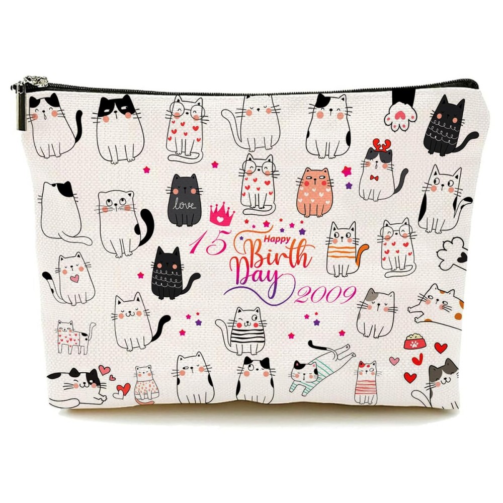 Durfk 15th Birthday Gifts for Teenage Girls, 15 Year Old Girl Gift Ideas, 15th Birthday Girls Decorations Makeup Bags for Her, Sister, Daughter, Niece