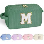 YOOLIFE Initial Makeup Bag - Travel Cosmetic Bag for Women & Teen Girls - Personalized Gifts for Best Friend, Sister or Herself