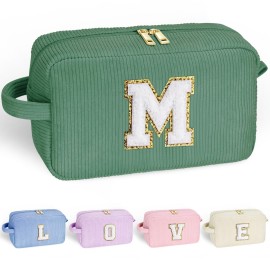 YOOLIFE Initial Makeup Bag - Travel Cosmetic Bag for Women & Teen Girls - Personalized Gifts for Best Friend, Sister or Herself