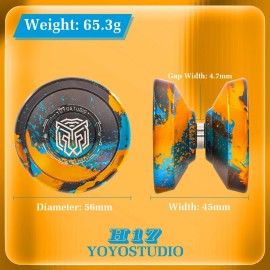 YOYOSTUDIO H17 Responsive Yoyo Professional Dual Purpose Yoyo for Kids 8-12 Unresponsive Yo Yo for Adults with Yoyos Bearings Kits, 10 Yo-Yo Strings, Case & Glove (Black Gold Blue)