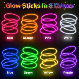 SpringFlower 100 PCS Glow Sticks Bulk Party Favors, 8 Glow in the Dark Party Supplies, Light Sticks for Party Favors Glow Necklaces and Bracelets for Kids or Adults