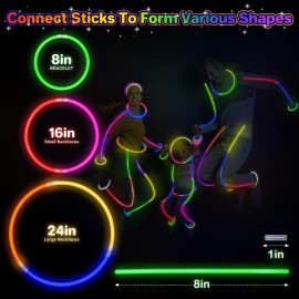 SpringFlower 100 PCS Glow Sticks Bulk Party Favors, 8 Glow in the Dark Party Supplies, Light Sticks for Party Favors Glow Necklaces and Bracelets for Kids or Adults