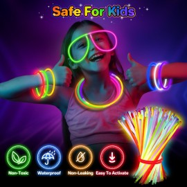 SpringFlower 100 PCS Glow Sticks Bulk Party Favors, 8 Glow in the Dark Party Supplies, Light Sticks for Party Favors Glow Necklaces and Bracelets for Kids or Adults