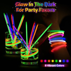 SpringFlower 100 PCS Glow Sticks Bulk Party Favors, 8 Glow in the Dark Party Supplies, Light Sticks for Party Favors Glow Necklaces and Bracelets for Kids or Adults