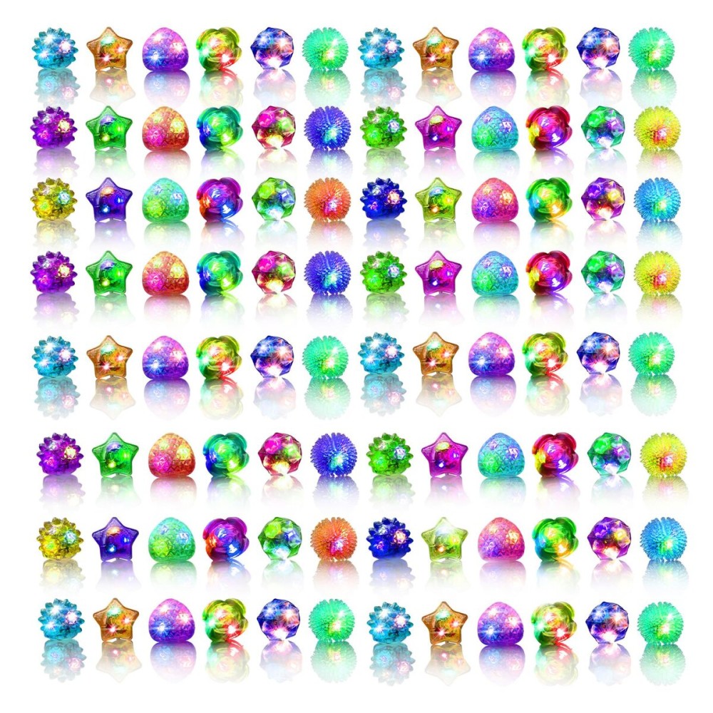 OLUPP 48 Pack LED Light Up Rings, Glow in the Dark Party Supplies, 6 Style Flashing Glow in the Dark Rings for Adults & Kids Birthday Party Favors,Classroom Prizes,Concert,Goodie Bag Fillers, Raves